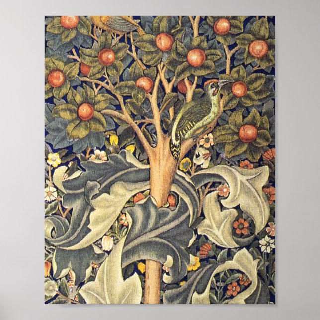 Poster William Morris Motif Woodpecker (Devant)