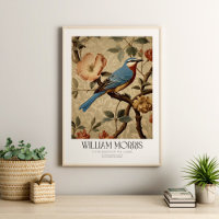 William Morris Oiseau bleu Vintage aux fleurs