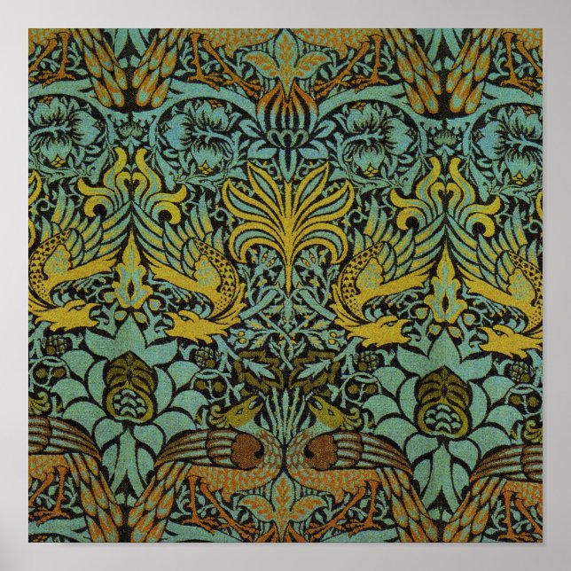 Poster William Morris Peacock Dragon Fond d'écran (Devant)