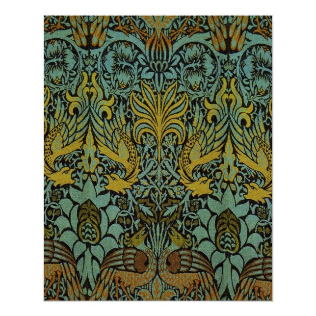 Poster William Morris Peacock Dragon Fond d'écran (Devant)