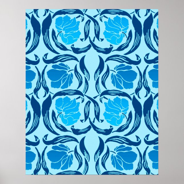 Poster William Morris Pimpernel, Denim & Bleu clair (Devant)
