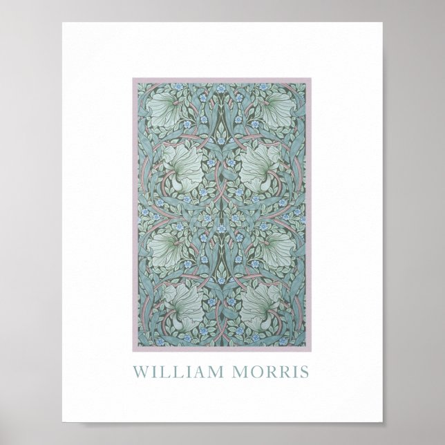 Poster William Morris - Pimpernel : Floral bleu et vert (Devant)