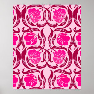 Poster William Morris Pimpernel, Fuchsia & Pink clair
