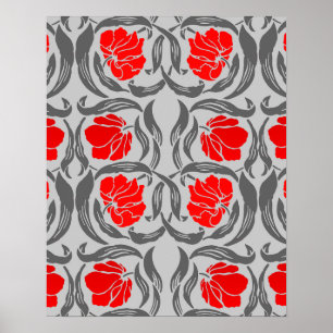 Poster William Morris Pimpernel, Silver Grey et Red