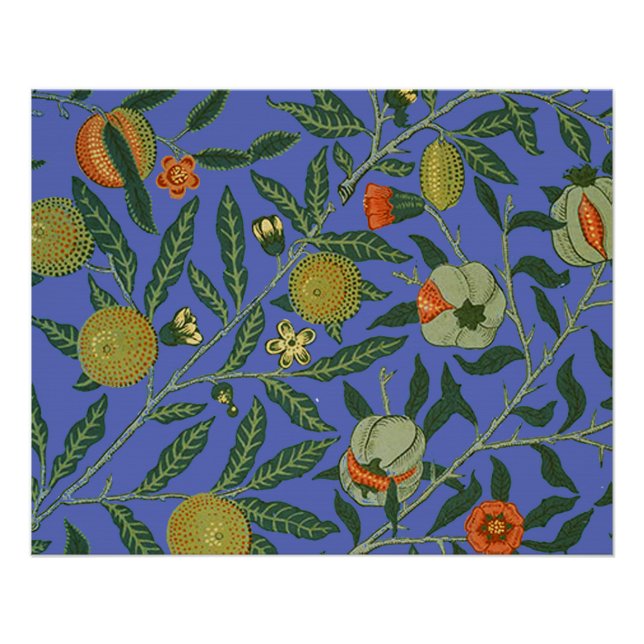 Poster William Morris Pomegranate Bleu papier peint color (Devant)