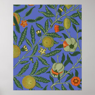 Poster William Morris Pomegranate Bleu papier peint color
