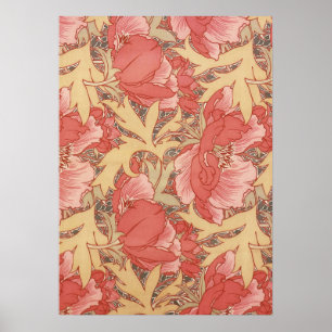 Poster William Morris Poppies Floral Art Nouveau Pattern