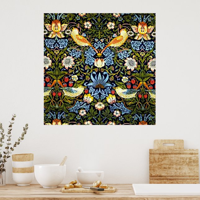 Poster William Morris - Strawberry Thief Classic (Cuisine)