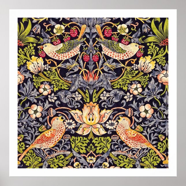 Poster William Morris Strawberry Thief Floral Art nouveau (Devant)