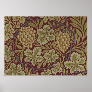 Poster William Morris Vine Grappe Rouge Vert Art