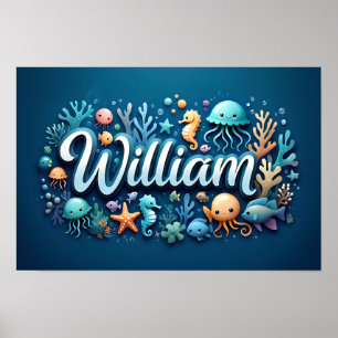 Poster William Ocean Nursery Animaux sous-marins
