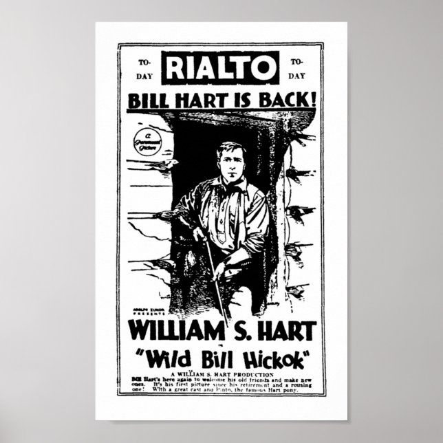 Poster William S. Hart muet western film vedette (Devant)