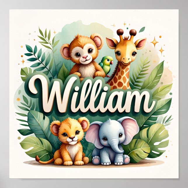 Poster William Safari Nursery Wall Art (Devant)