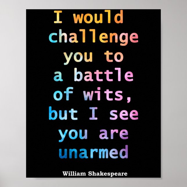 Poster William Shakespeare Pastel I See You Are Unarmed Q (Devant)