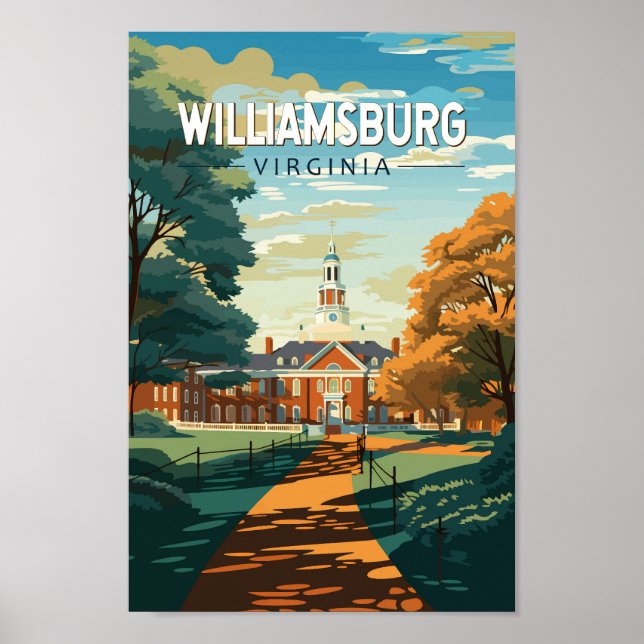 Poster Williamsburg Virginia Travel Art Vintage (Devant)