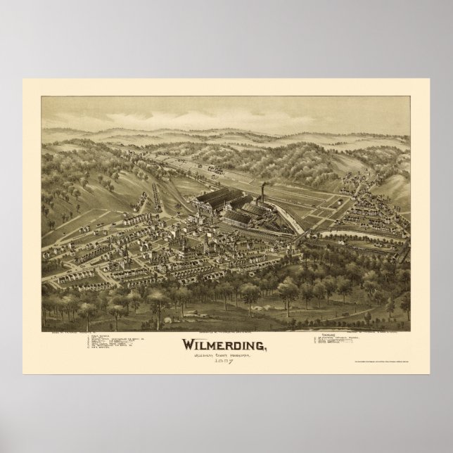 Poster Wilmerding, PA Carte panoramique - 1897 (Devant)