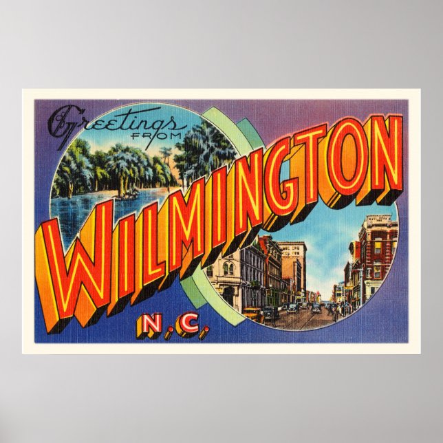 Poster Wilmington #2 North Carolina NC Carte postale Vint (Devant)