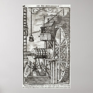 Poster Winch for getting water from a mine