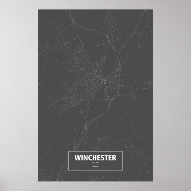 Poster Winchester, Angleterre (blanc sur noir) (Devant)