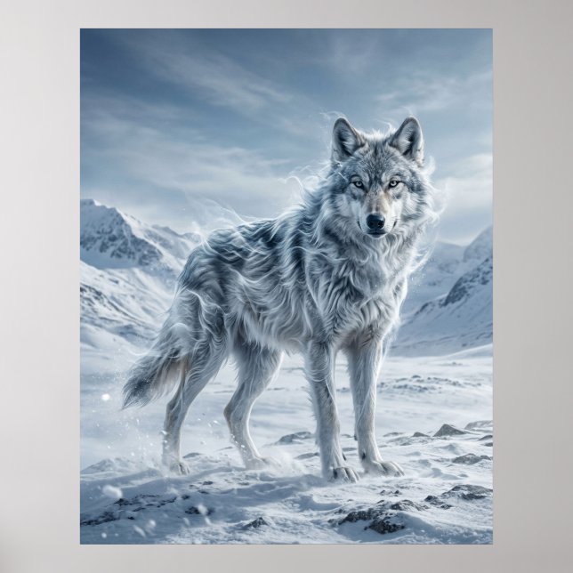 Poster Wind Wolf Frozen Highlands (Devant)