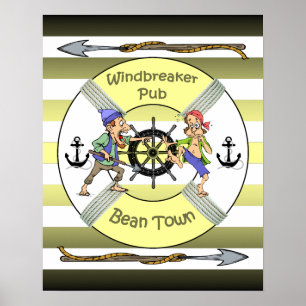 Poster "Windbreaker Pub" ~ Bean Town ~ (Boston) ~
