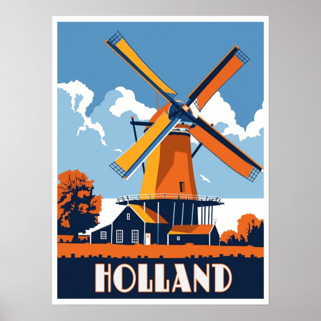 Poster Windmills of Holland - Un Vintage voyage (Devant)