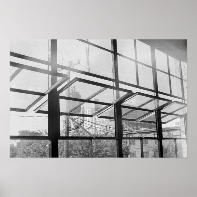 Poster Windows d'entrepôt, photo noir et blanc (affiche) (Devant)