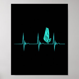 Poster Windsurfer Heartbeat Ekg Pulse Water Sport Windsur