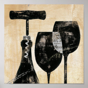 Poster Wine Bottle with Two Glasses