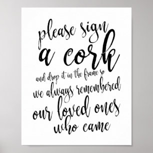 Poster Wine Cork Guest Book Rustic Mariage 8x10 Sign