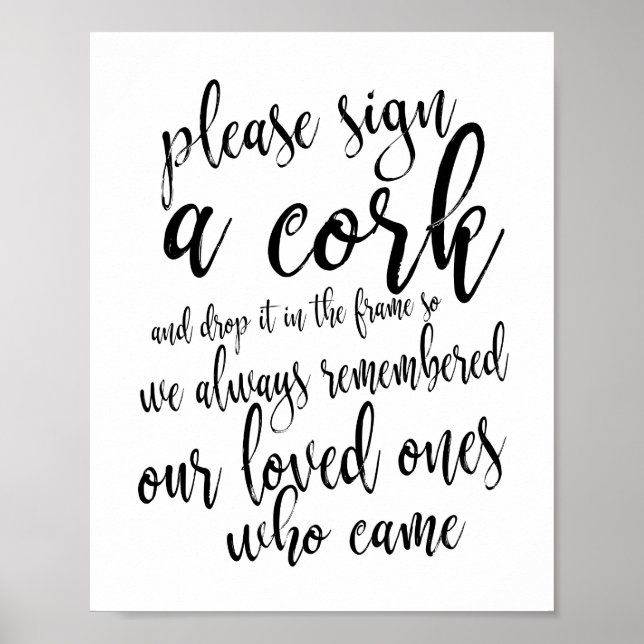 Poster Wine Cork Guest Book Rustic Mariage 8x10 Sign (Devant)