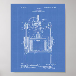 Poster Wine Press 1903 Patent Art Blueprint
