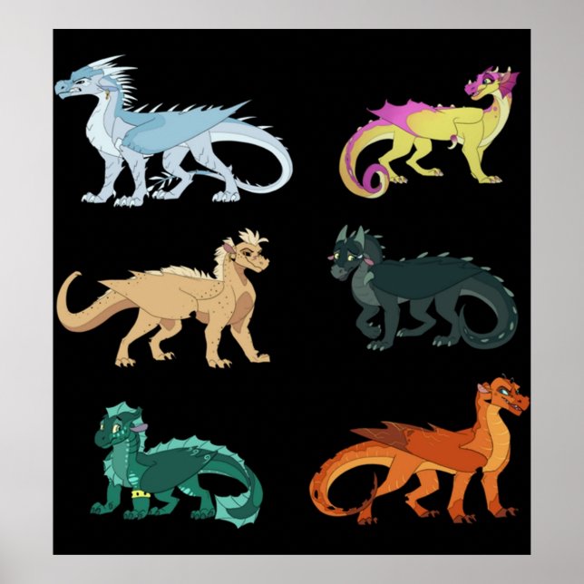 Poster Wings feu set autocollant dragon classique (Devant)