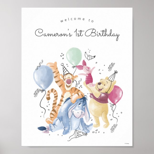 Poster Winnie les Pooh & Pals - Ballons Bienvenue à l'ann (Devant)
