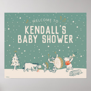 Poster Winnie l'Ooh   Baby shower d'hiver - Bienvenue