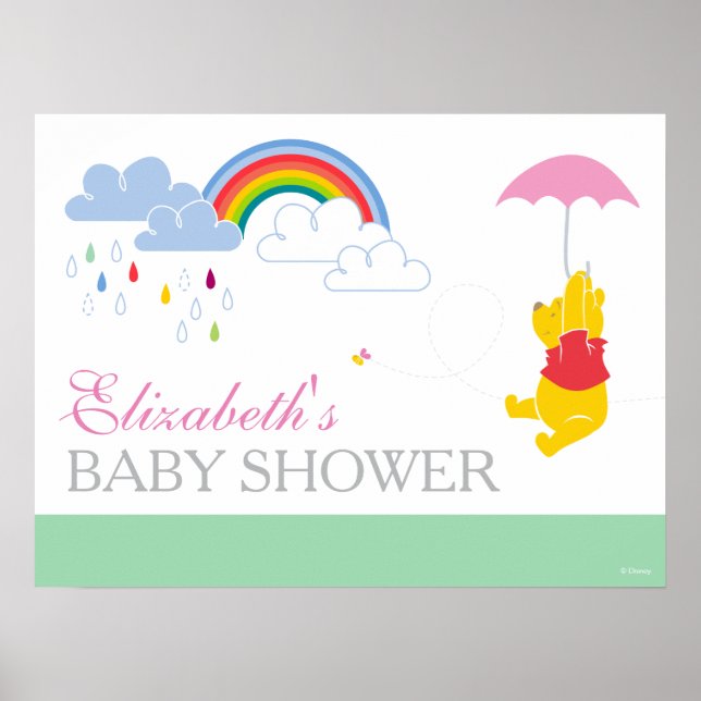 Poster Winnie l'Ooh | Baby shower fille (Devant)