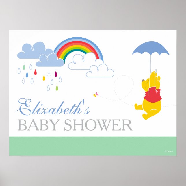 Poster Winnie l'Ooh | Baby shower garçon (Devant)
