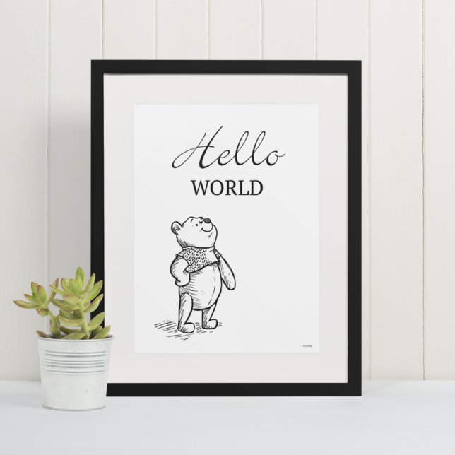 Poster Winnie l'Ourson | Citation Hello World (Créateur téléchargé)