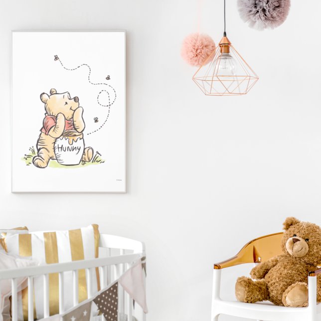 Poster Winnie l'ourson et Pot de miel aquarelle  (Créateur téléchargé)