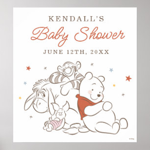 Poster Winnie L'Ourson sur le Baby shower de la Lune
