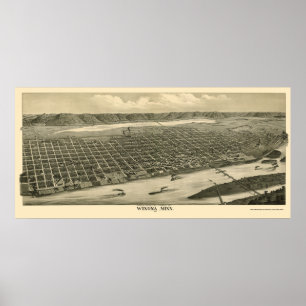 Poster Winona, carte panoramique de manganèse - 1889