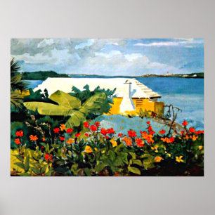 Poster Winslow Homer art : Jardin Fleur et Bungalow
