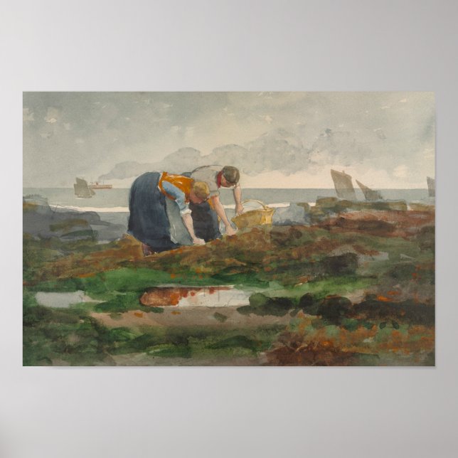 Poster Winslow Homer - Les cueilleurs de moules (Devant)
