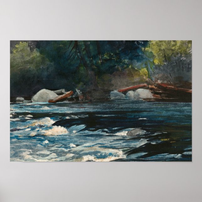 Poster Winslow Homer - Les Rapids, Hudson River (Devant)