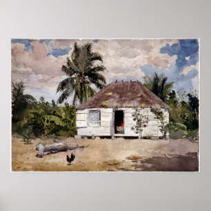 Poster Winslow Homer Native Huts, Nassau