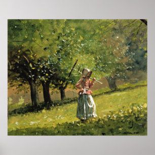 Poster Winslow Homer peinture, Fille avec Hay Rake