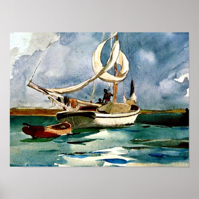 Poster Winslow Homer - Sloop, Bermudes (Devant)