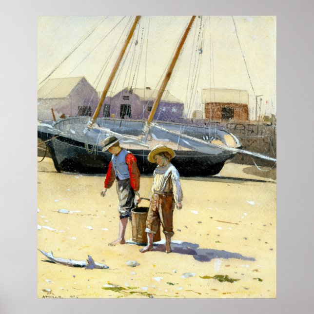 Poster Winslow Homer Un panier de palourdes (Devant)