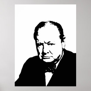 Poster Winston Churchill art vectoriel noir et blanc