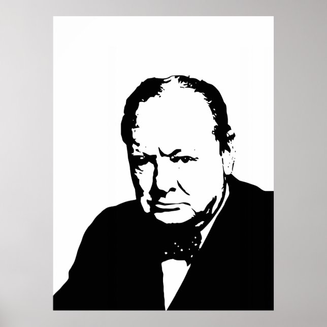 Poster Winston Churchill art vectoriel noir et blanc (Devant)